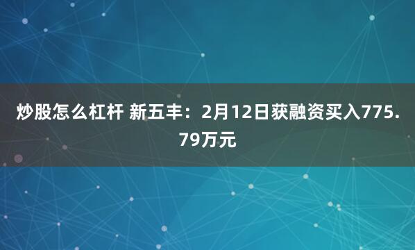 炒股怎么杠杆 新五丰：2月12日获融资买入775.79万元