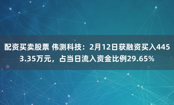 配资买卖股票 伟测科技：2月12日获融资买入4453.35万元，占当日流入资金比例29.65%