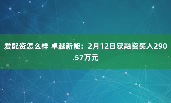 爱配资怎么样 卓越新能：2月12日获融资买入290.57万元