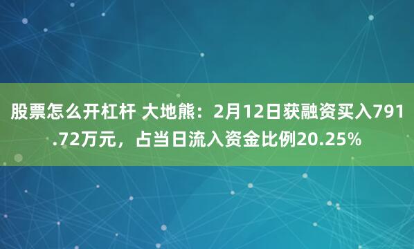 股票怎么开杠杆 大地熊：2月12日获融资买入791.72万元，占当日流入资金比例20.25%