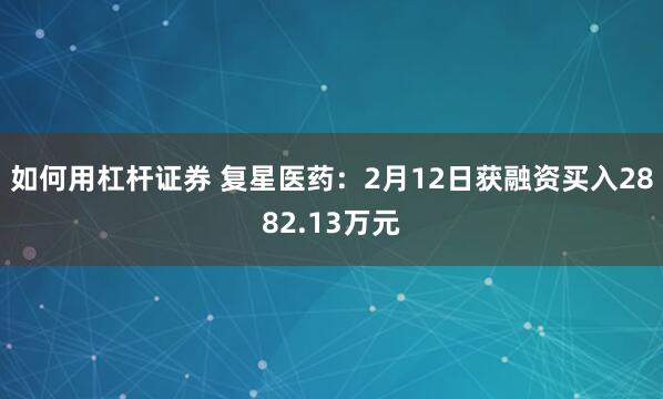 如何用杠杆证券 复星医药：2月12日获融资买入2882.13万元