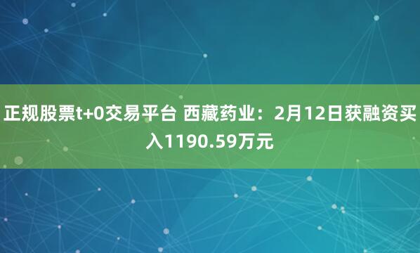 正规股票t+0交易平台 西藏药业：2月12日获融资买入1190.59万元