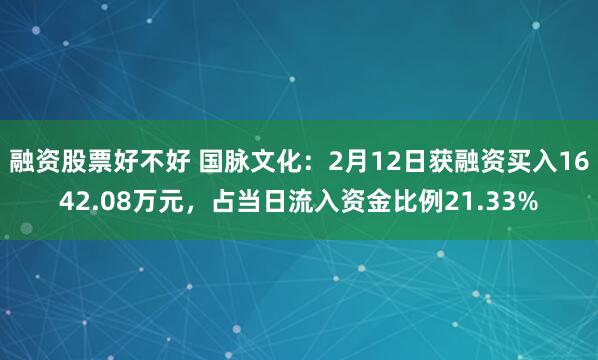 融资股票好不好 国脉文化：2月12日获融资买入1642.08万元，占当日流入资金比例21.33%