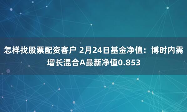 怎样找股票配资客户 2月24日基金净值：博时内需增长混合A最新净值0.853